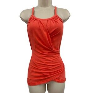Nancy Rose Fusion Wrap Yoga Top Tank Size 4 Active Gym Built in Bra Pink NEW